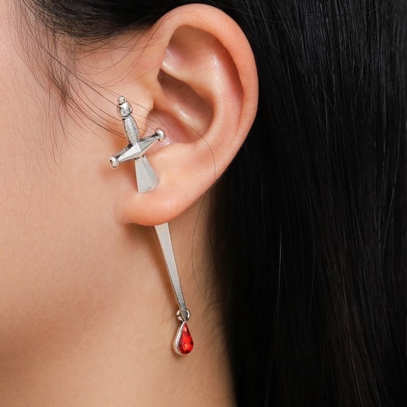 GlitzBlitz Boutique Jewelry - Any 2/$20! Silver Sword Studs w/Jacket Earrings